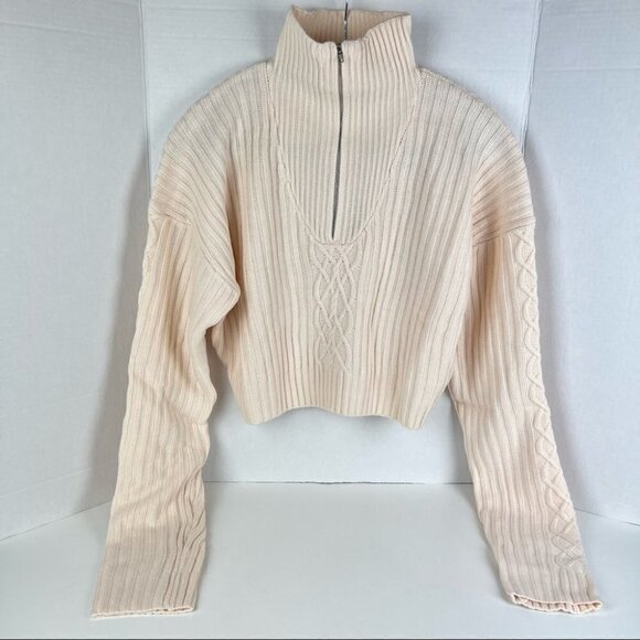 Nwt - Fashion Nova Knit Sweater. Color: Ivory/Cream. Size: Xl. - Picture 1 of 8